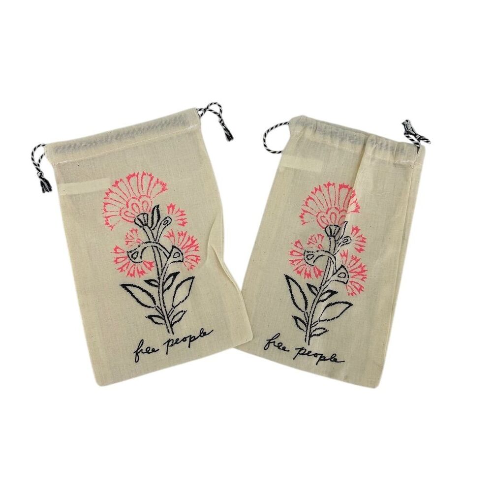 Free People Floral Drawstring Bucket Bag Bundle of 2 Multicolor Boho